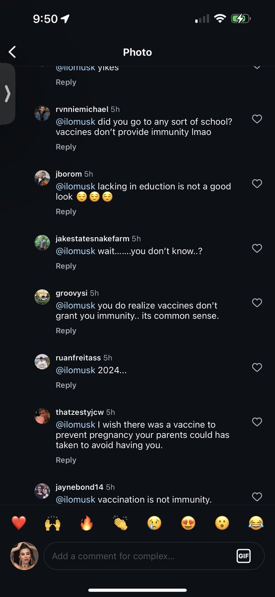 ilomusk's tweet photo. Posted a comment on Complex and the fact that there are so many people commenting FOR THE JAB is just so sad. What universe am I living in?! https://t.co/c6xTNOqRXS