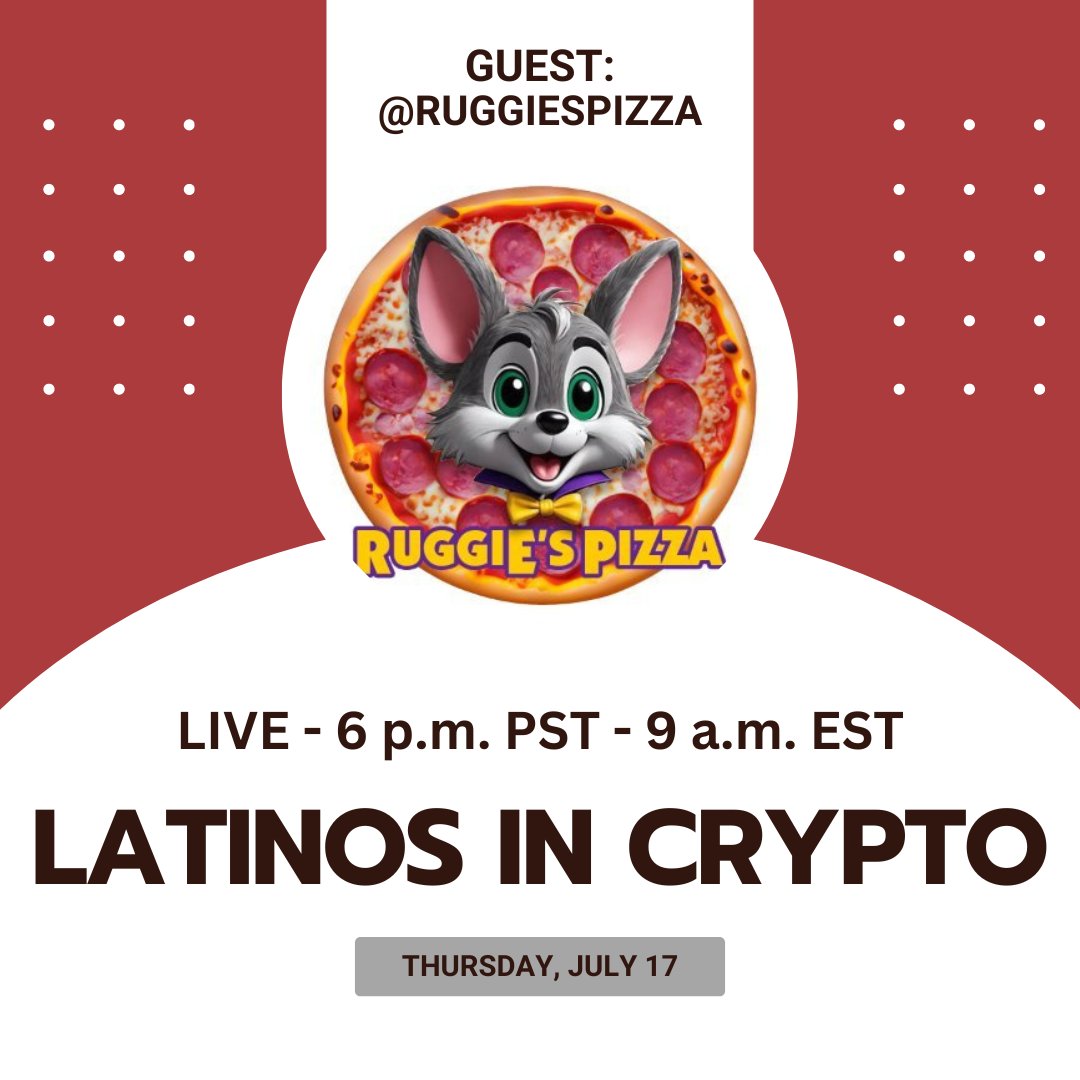 BetoGurmilan's tweet photo. ๐ฉLATINOS IN CRYPTO SPACE IN ENGLISH๐ฉ
๐ฆ๐ท๐จ๐บ๐จ๐ท๐จ๐ด๐ญ๐ณ๐ฒ๐ฝ๐ต๐ท๐บ๐ธ๐ป๐ช๐ฌ๐น๐ช๐จ๐จ๐ฑ
We're going in English this week with special guest @ruggiespizza to talk about $RUGGIE. Join @0xHelder, @proofftm and myself for a jam packed hour of crypto nonsense!
Topics:
โ
Is the market back?
โ
How does recent political events impact the market?
โ
So many ruggs!
Reminder:https://t.co/0iXOjBQBrI
$BTC $ETH $CABRON $FRENZ $FSONIC $VOLT #ImWithFrenz #OnChainSummer #Cabron
