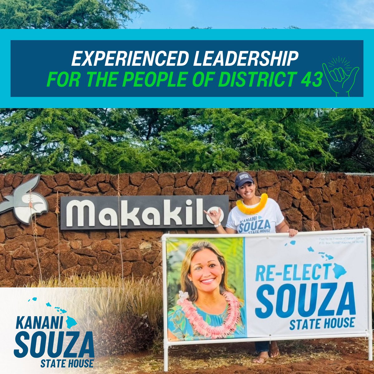 votesouza's tweet photo. Re-elect Kanani Souza in the primary election for State Representative District 43 in the Hawai‘i State House of Representatives! #VoteKananiSouza #VoteSouza #TeamSouza #District43 #Makakilo #Kapolei https://t.co/xwKbSsItA2