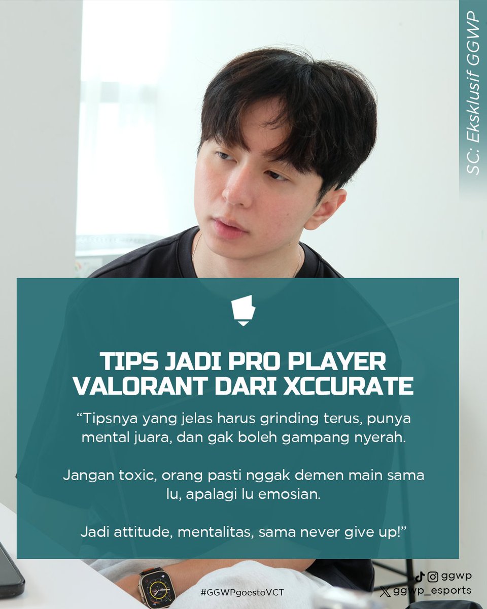 ggwp_esports's tweet photo. @ggwp dapat kesempatan wawancara eksklusif bareng @xccuratevlr nih!!🔥🔥

Xccurate cerita banyak tentang fasilitas mewah yang ia dapatkan di @t1.esports dan ngasih tips jadi pro player @valorant untuk kamu!

@valesportsid @valorantid #GGWPgoestoVCT #KitaDiff https://t.co/5SHtk5sCg9