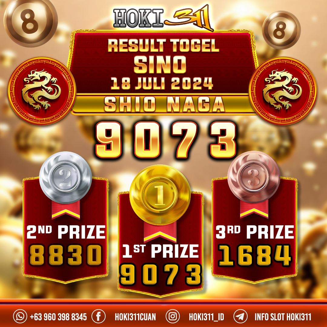 hoki311's tweet photo. SINO RESULT 18 JULI 2024 : 9073

SHIO  : NAGA 

1st Prize         : 9 0 7 3
2nd Prize        : 8 8 3 0
3rd Prize         : 1 6 8 4

Pasang angka keberuntungan anda di #HOKI311 https://t.co/G8v936rVqg