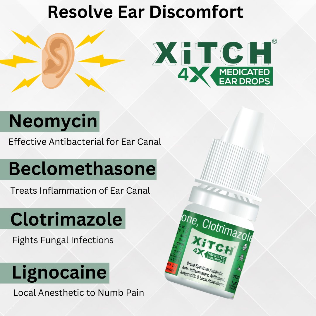 XitchRelief's tweet photo. Discover the ultimate ear care with #Xitch 4X Medicated Ear Drops! 🌟 With broad spectrum antibiotic, anti-inflammatory, antifungal, antipruritic, and local anesthetic properties, Xitch 4X provides comprehensive relief from ear itch and fungus. Experience the difference today! https://t.co/Zh5wzKfOtT