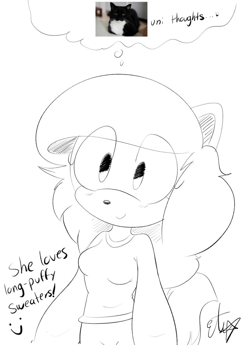 STAR41E's tweet photo. 100 Days / 100 Drawings
Day 86 🤍
Only Star the Weasel having some Uni the Cat thoughts and long puffy sleeves sweaters! :D
#100DaysOfArtChallenge #OCArt #OCSketch #SonicOC https://t.co/mhpgkVNhJW