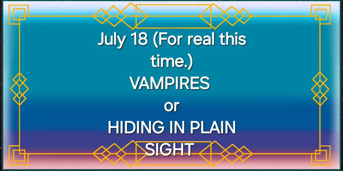 Day 5 already! Always seems like this week goes too fast! Well, mod eerian has the date right today, at least!

Your July 18 prompts are:

VAMPIRES

HIDING IN PLAIN SIGHT 

#maccadam #AutobotJazzWeek #AutobotJazzWeek2024