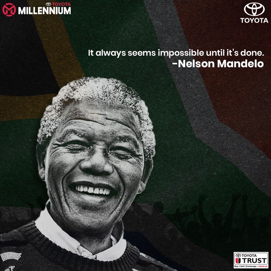 officialmillen3's tweet photo. Empowering journeys, inspired by Nelson Mandela's legacy. Let’s drive towards a brighter future together. 🌟🚗 

#NelsonMandelaDay #MillenniumToyota #ToyotaIndia https://t.co/QTK9sixgLG