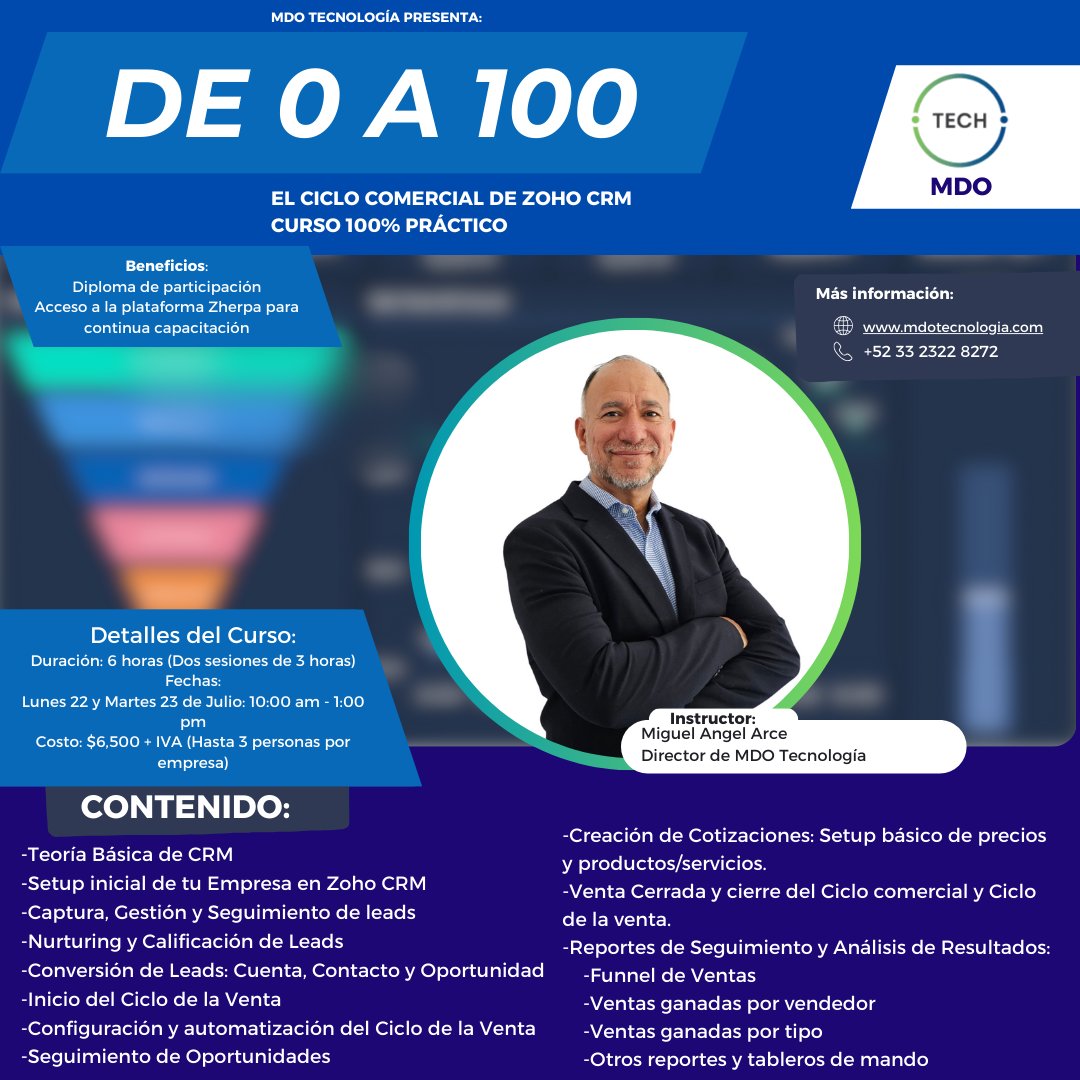 AleksandraGlez's tweet photo. ¿Te interesa asistir al curso y quieres un apoyo mediante un descuento especial?
Sigueme, mádame un DM y de regreso te sigo y te mando un Cupón de Descuento.
#Zoho #CursoEnLinea #ZohoCRM #ZHERPA #CRM @MuyPymes https://t.co/OcEEaCwoIG