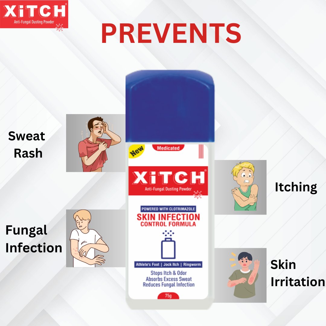 XitchRelief's tweet photo. Combat sweat rash, fungal infections, itching, and skin irritation with #Xitch Anti-Fungal #DustingPowder! 🌿 Keep your skin protected &amp; comfortable all day long.

#XitchAntiFungal #SkinCare #FungalInfection #SweatRash #SkinProtection #HealthySkin #ItchRelief #SkinHealth https://t.co/hYLajnivZl