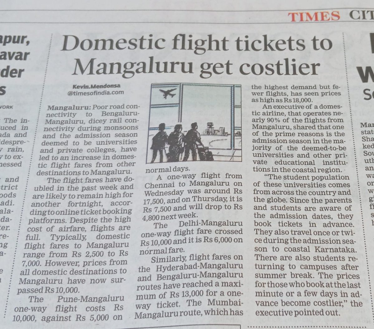 ShineofaSmile1's tweet photo. "Despite the high cost of airfare, the flights are full"
Article clearly presents the increasing demand & potential of Mangalore International Airport.
Hope new carriers join & existing carriers expand.
@mlrairport
#FlyIXE
@CaptBrijesh please look into this sir. https://t.co/on5zyzqJrc