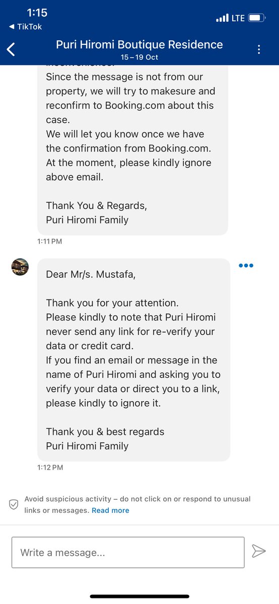 Bahaya jugak ek guna booking.com ni. Mula-mula semalam suruh verify booking. 

Tapi link tu nampak suspicious. Bila aku reconfirm dengan booking, memang benda tu scam.

Tapi yang peliknya,  ni direct inbox dalam booking. Inbox property kena hack?