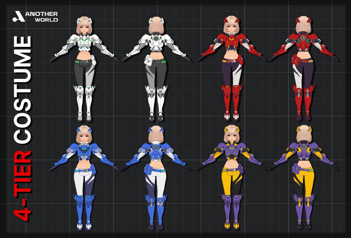 Lamina1Asia's tweet photo. 👤#AnotherWorld Preview Update : Tier 4 costume production

✅4 Tier renewal
✅Vibrant color variations!

🤔Which color do you prefer?

🛎️Turn on notifications for all the #AnotherWorld updates!
#Metaverse #Web3gaming #Kaia #Klaytn https://t.co/k6iXwMKlH4