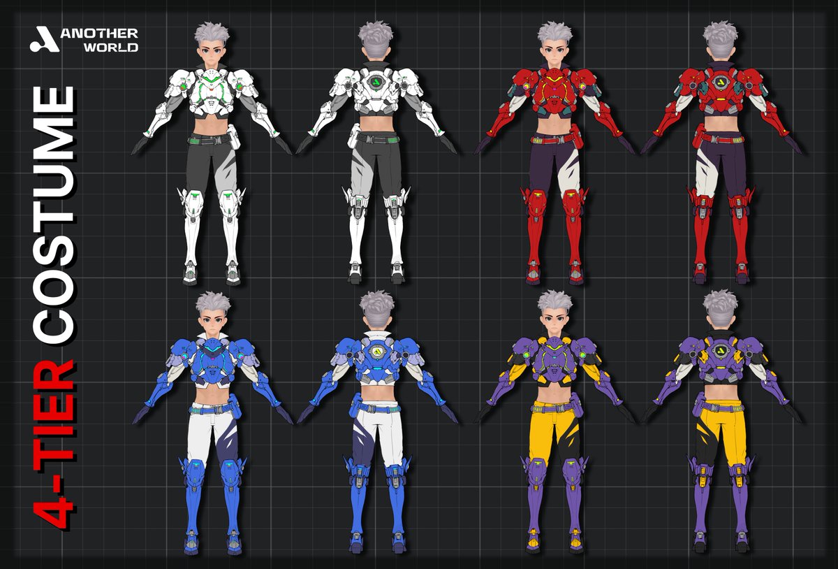 Lamina1Asia's tweet photo. 👤#AnotherWorld Preview Update : Tier 4 costume production

✅4 Tier renewal
✅Vibrant color variations!

🤔Which color do you prefer?

🛎️Turn on notifications for all the #AnotherWorld updates!
#Metaverse #Web3gaming #Kaia #Klaytn https://t.co/k6iXwMKlH4