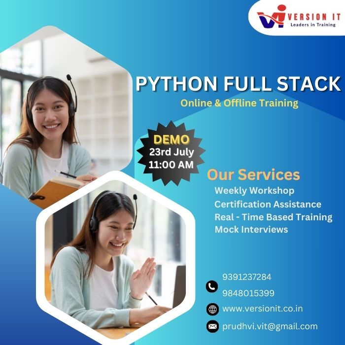 VersionitCloud's tweet image. Python Full Stack Training with Placement Assistants
📷New Batch Online & Offline Demo
📷Date: 23rd JULY 2024
📷Timing: 11:00 AM
📷Duration: 5 MONTHS
Visit Our Website: versionit.co.in/python-full-st…
#pythonfullstacktraininginhyderabad
#pythonfullstackcourse
@9391237284/9848015399