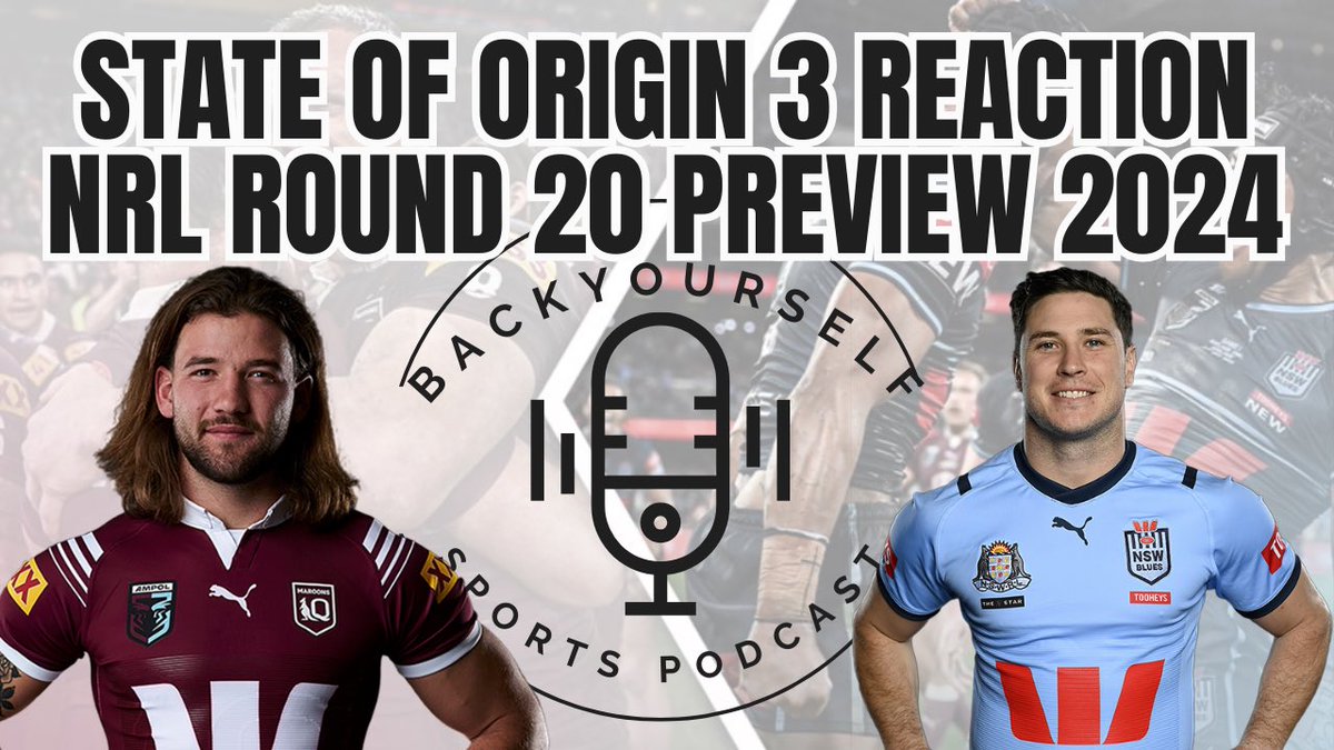 Back_Yourself_'s tweet photo. NRL State of Origin Game 3 Reaction + Round 20 Preview is Available Now 🔥 #nrl #nrltiktok #nrlhighlights #nrlfinals #nrlgrandfinal #warriors #souths #panthers #storm #tigers #eels #broncos #bulldogs #roosters #cowboys #stateoforigin
Available now: https://t.co/cS4yl86Afb https://t.co/FrqXJgBUb1
