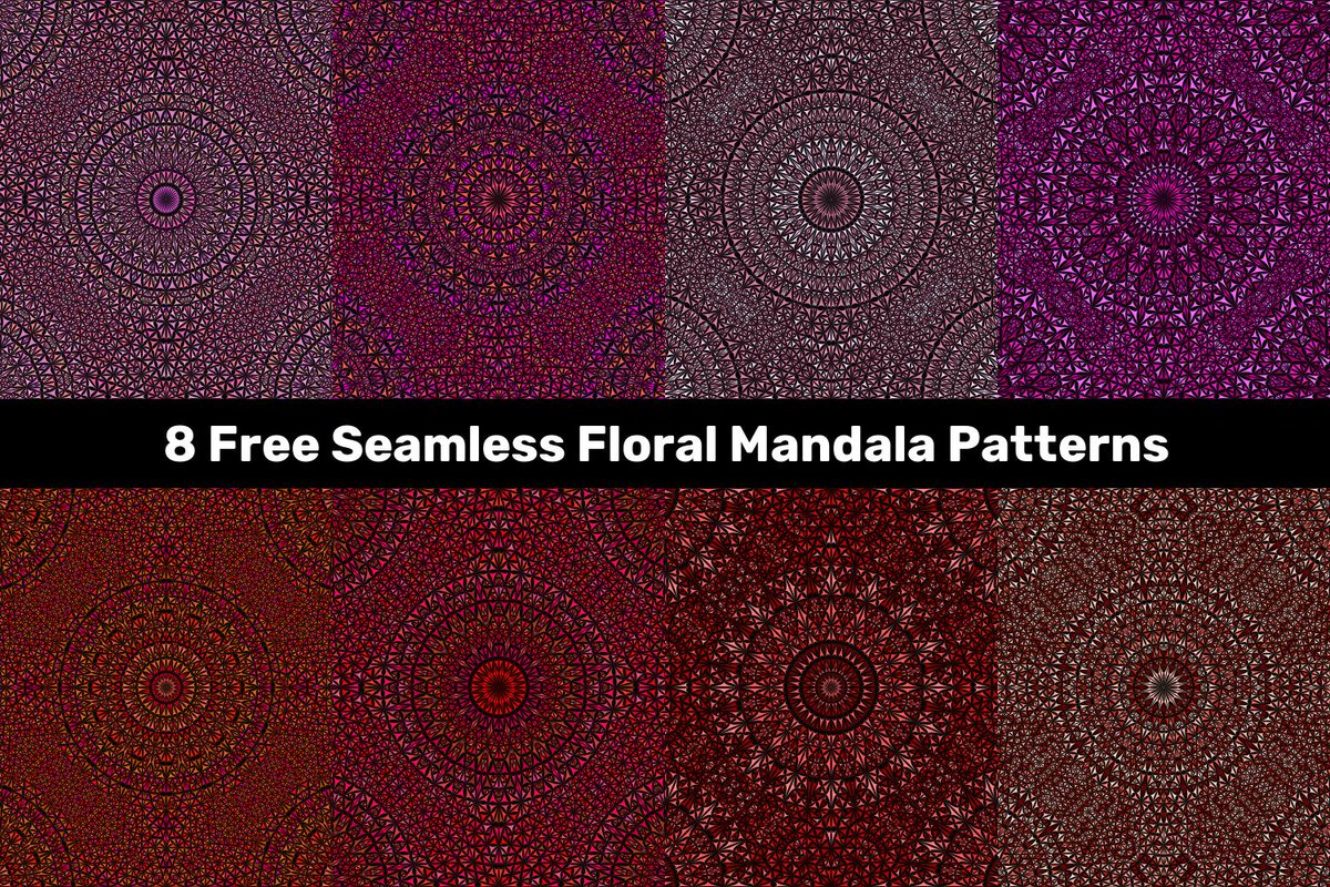 DavidZydd's tweet photo. 8 Free Seamless Floral Mandala Patterns https://t.co/pu4SBlTAHW #repeat #decoration #VectorPatterns #PatternCollections #PatternDesign #VectorBackgrounds #patternmosaic #free #geometricalpattern #weave #multicolor https://t.co/Mz8gniiKeD