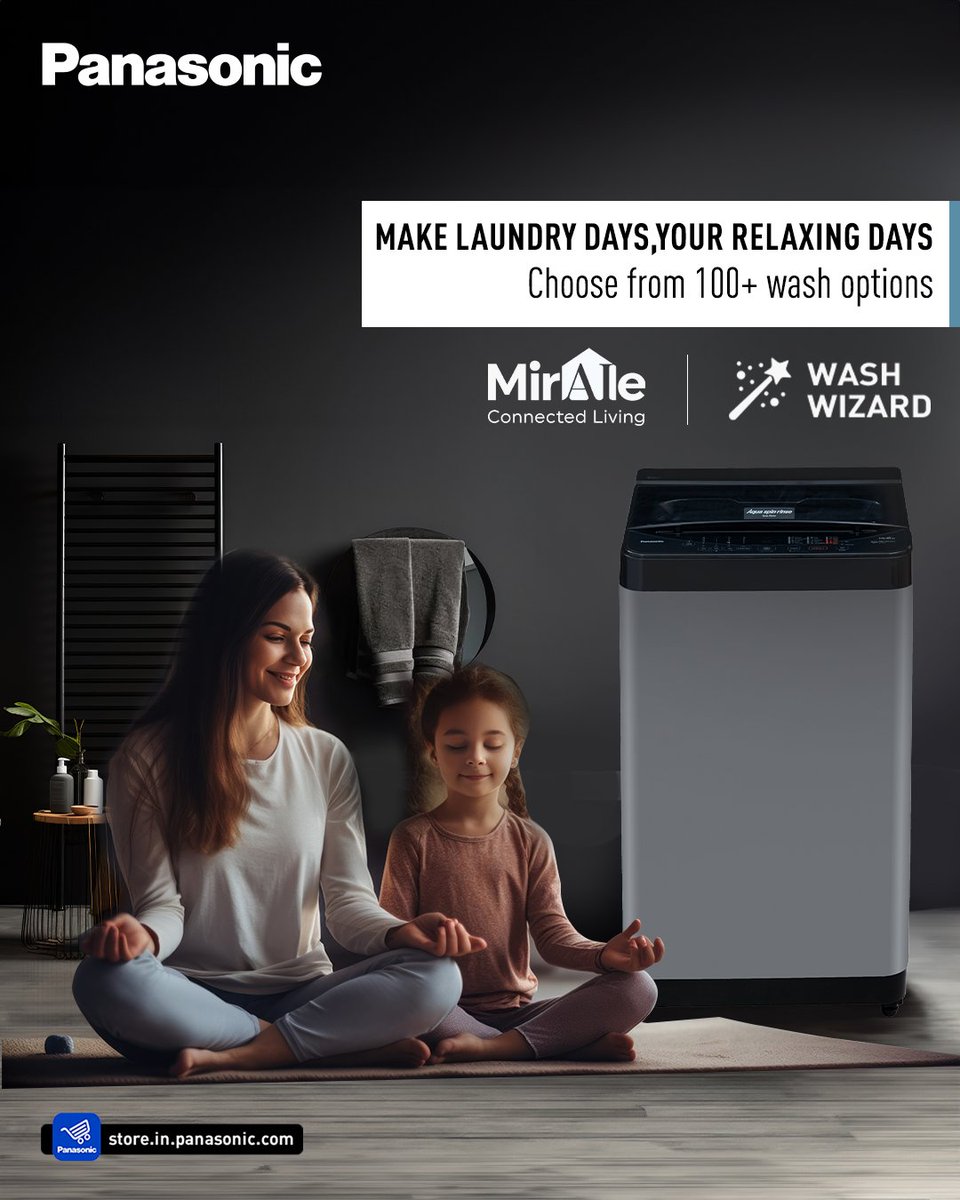 PanasonicIndia's tweet image. Discover personalized laundry care with Wash Wizard! Use the MirAIe app to customize wash cycles for different fabrics, colors, and soil levels, providing over 100 specialized wash settings. 🌀👗

Shop Now: pnsnic.com/WashingMachine

#MirAIe #CustomizedCleaning #WashWizard…