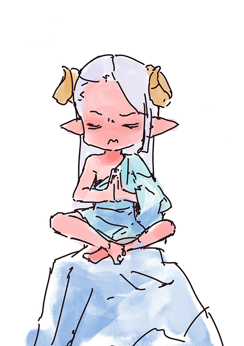「Taking break from drawing little Reviewi」|atarumanのイラスト