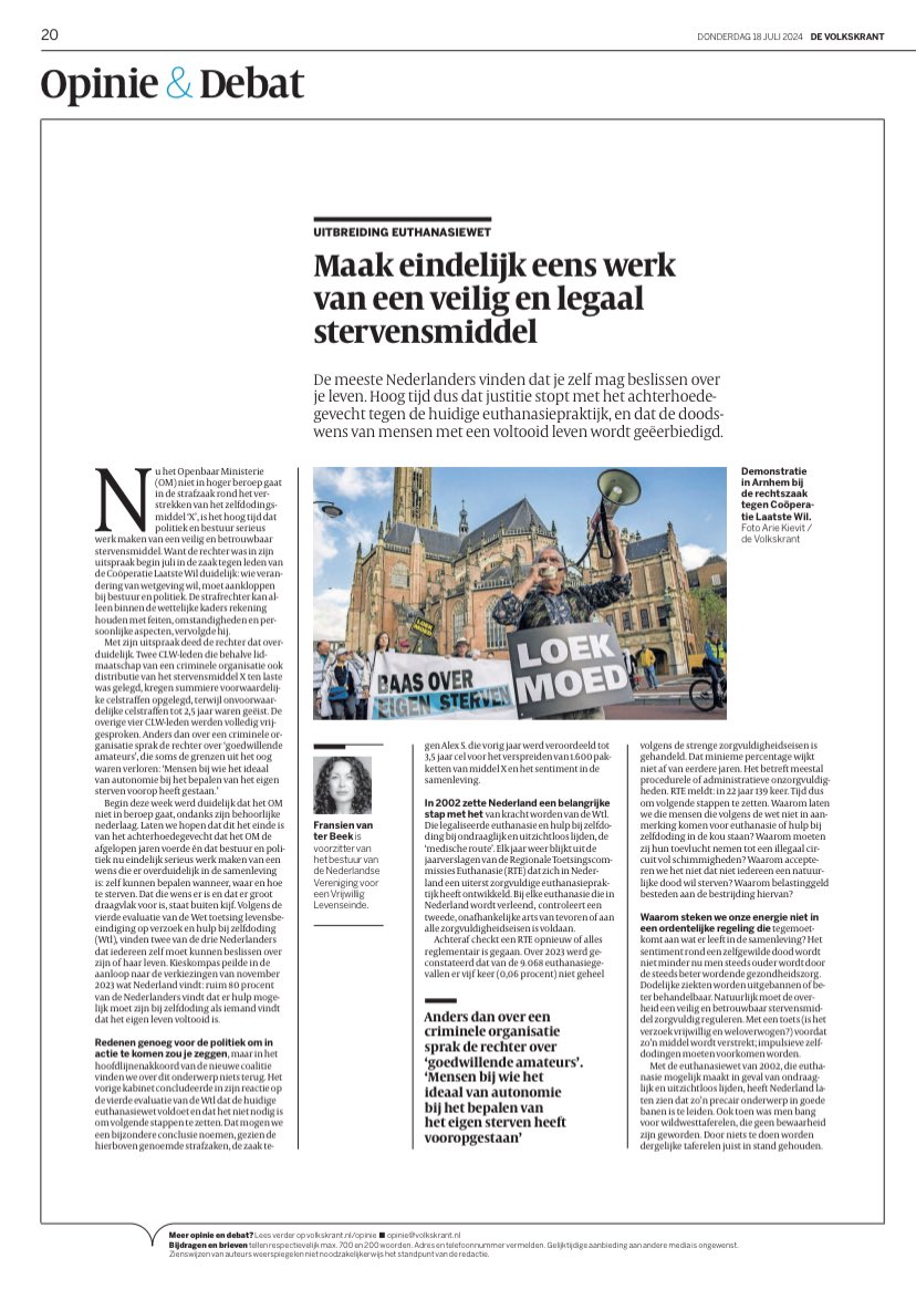 Vandaag in de Volkskrant! 
(Het intro erboven is een beetje raar, dat heeft de krant er boven gezet)