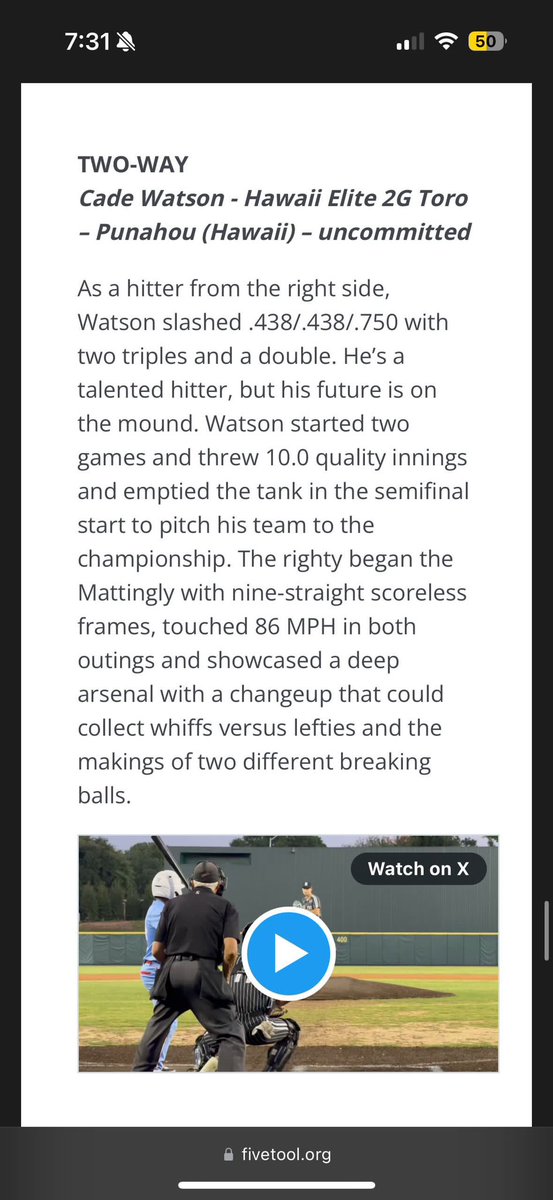 Thank you!!
<a href="/DustinLMcComas/">Dustin McComas</a> <a href="/FiveTool/">Five Tool Baseball</a>