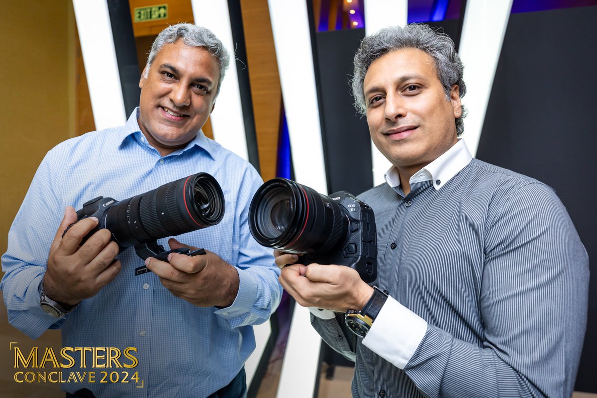 Canon_India's tweet photo. Day 2 of Masters Conclave 2024 was a celebration of creativity and innovation! We were thrilled to launch the EOS R1 and EOS R5 Mark II, adding to Canon's legendary portfolio of cameras.
A heartfelt thank you to everyone who attended and made this event unforgettable. Until we meet again next year, let's keep pushing the boundaries of what's possible! 
.
.
#MastersConclave2024 #CanonIndia #EOSR1 #EOSR5MarkII #CANwithCanon #DelightingYouAlways