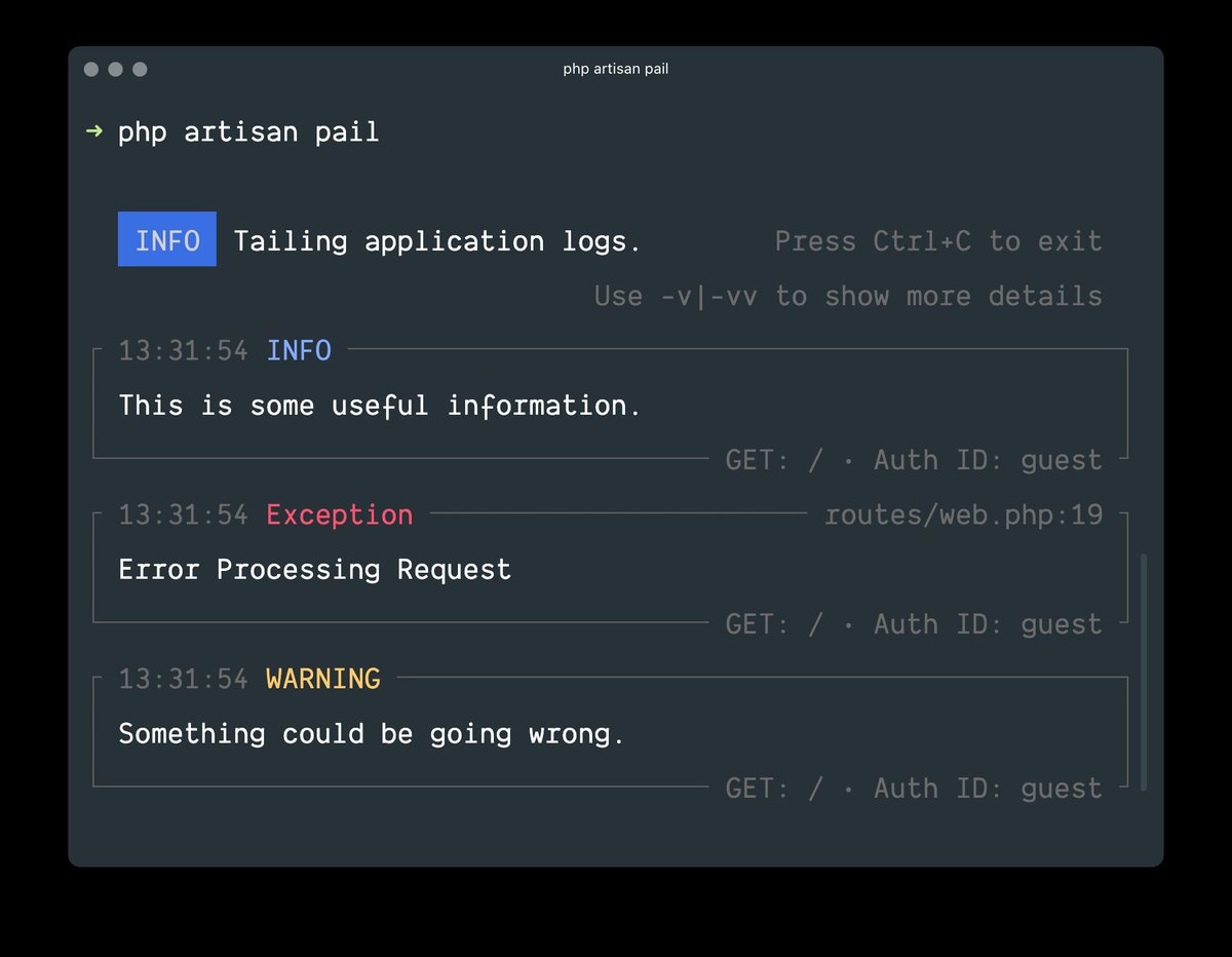 PovilasKorop's tweet image. Laravel tip from the docs.
Did you know about a recent Laravel 11 new tool Pail by @enunomaduro for viewing the logs more conveniently?
Docs: laravel.com/docs/11.x/logg…
#readLaravelDocs
