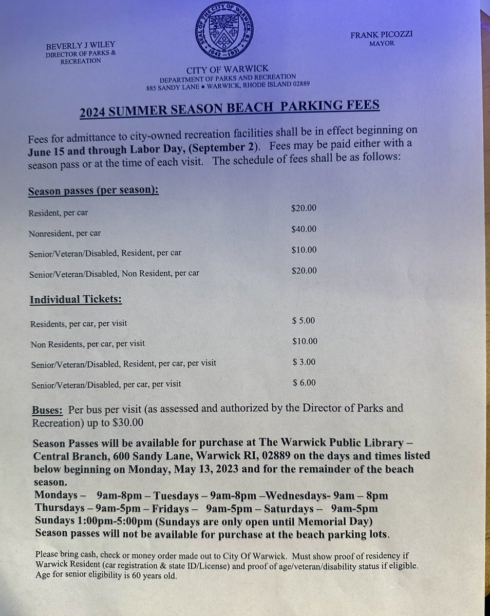 alison_bologna's tweet photo. #askalison beach pass info @cityofwarwick @NBC10 https://t.co/YdU5pegOtZ