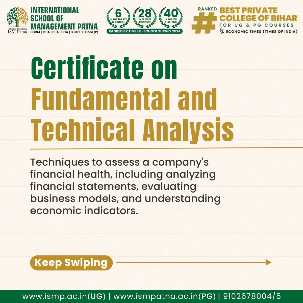 ISMPatna's tweet image. Unlock endless opportunities in the world of business with our #BBAprogrammes offering specialised certifications!
🎯Applications for the upcoming academic year are now open. 
Apply now!

📞1800-123-0945

#BBACourse #BestCollege #CareerGrowth #Patna #AdmissionsOpen #ISMPatna