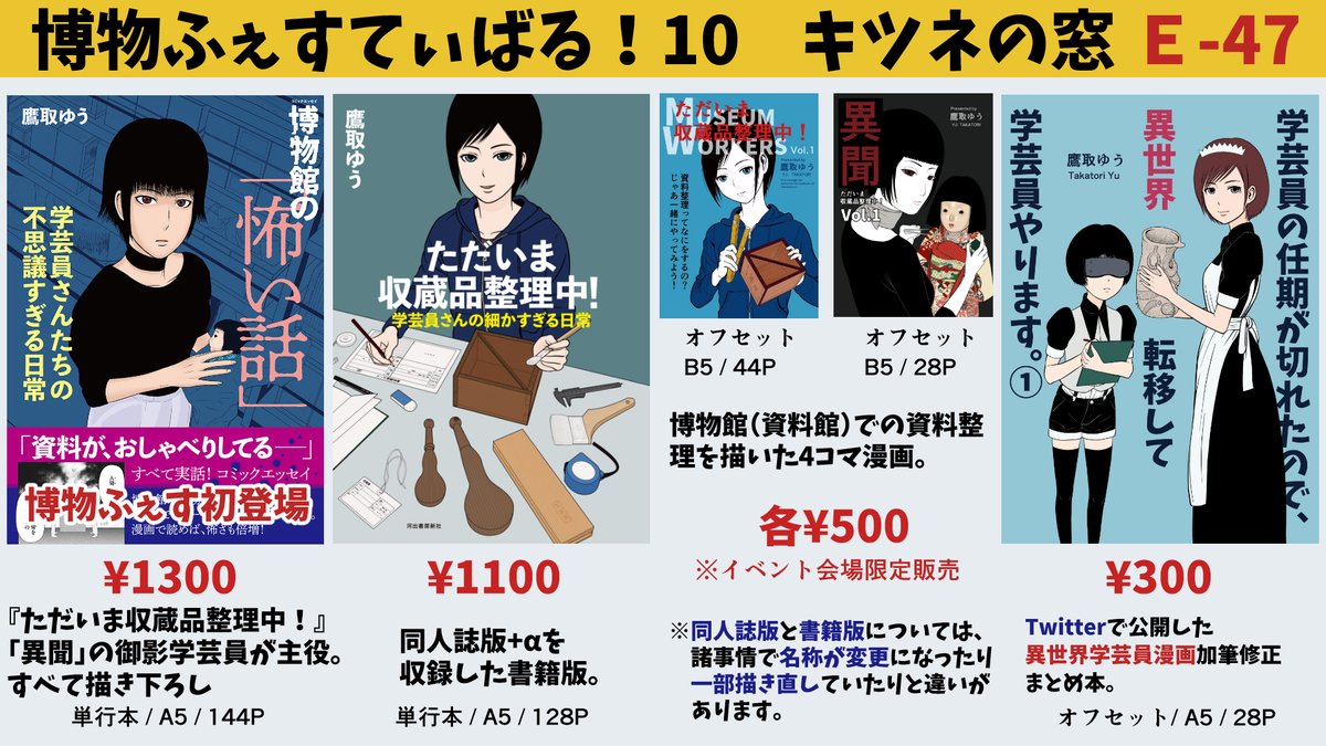 #博物ふぇすてぃばる!10 初登場

『博物館の「怖い話」 学芸員さんたちの不思議すぎる日常』

本作は『ただいま収蔵品整理中!』「異聞」に登場した御影さんが主人公。
#学芸員 が実際に体験した博物館の怖い話が描かれています。
#博物ふぇす #博物館 #怖い話 #怪談 #漫画 