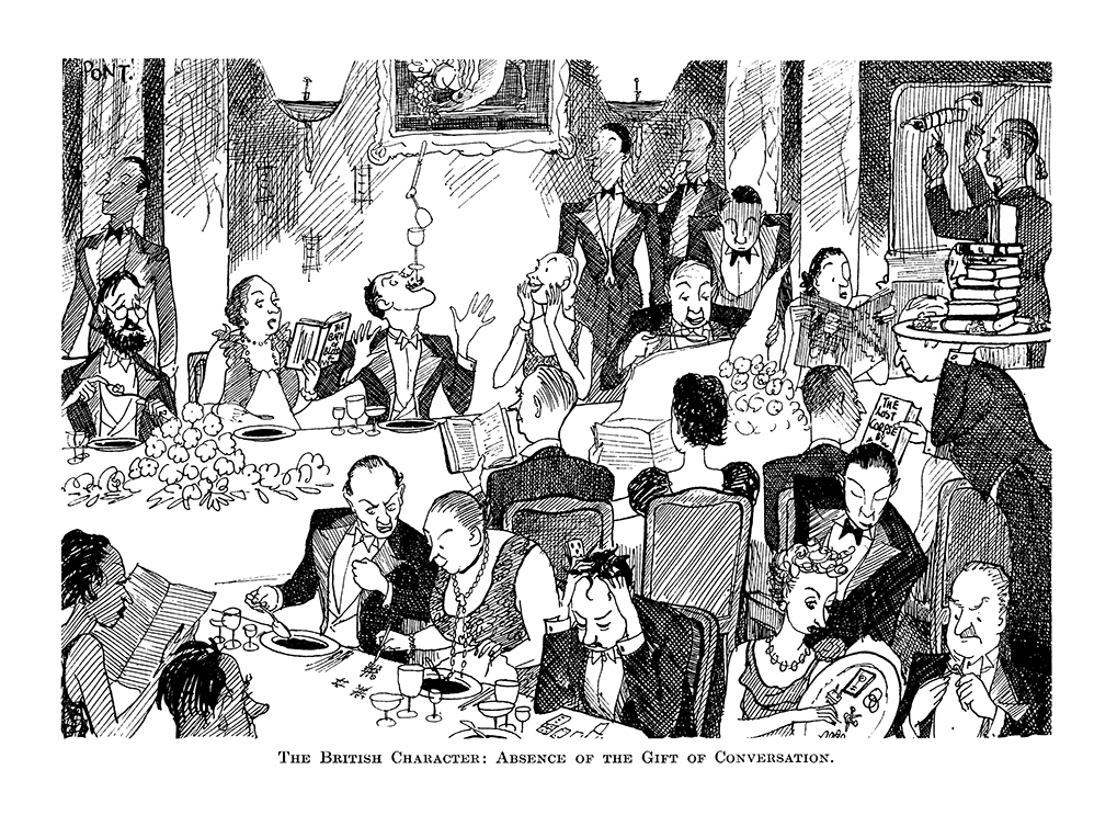 PontWorld's tweet photo. Classic #PONT from 18 September 1935: THE BRITISH CHARACTER: ABSENCE OF THE GIFT OF CONVERSATION #convesation #politeness #chitchat #smalltalk https://t.co/U9eE1TsVou