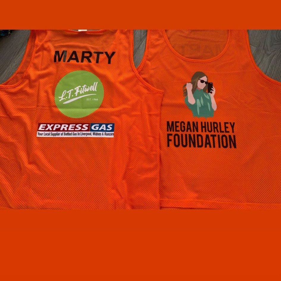 Excited to share that these gorgeous bibs have arrived for the ‘from Marty’ match, sponsored by Fitwell! Join us at Simpsons Ground this Saturday to support the Megan Hurley Foundation. #Fundraiser #MeganHurleyFoundation #Fitwell