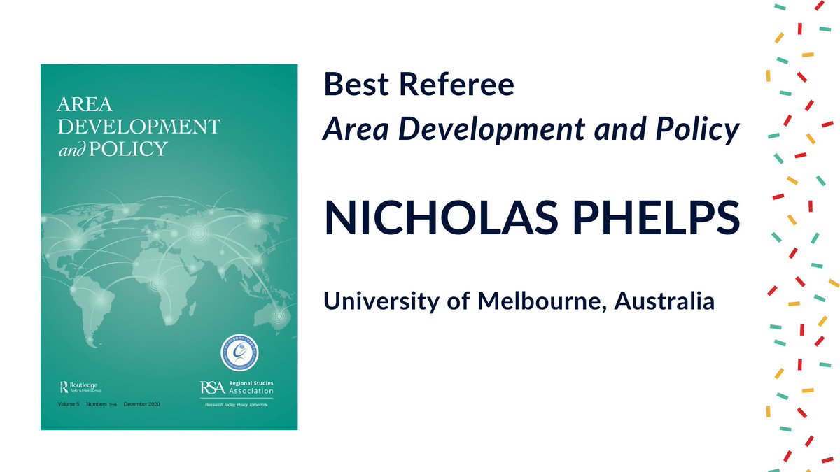 Area Development & Policy (@rsa_adp) on Twitter photo We are pleased to announce that the 2024 Area Development and Policy Best Referee Award has been awarded to Nicholas Phelps, <a href="/TheBigNA/">Nicholas A. Phelps</a>
regionalstudies.org/news/2024-area… We are pleased to announce that the 2024 Area Development and Policy Best Referee Award has been awarded to Nicholas Phelps, <a href="/TheBigNA/">Nicholas A. Phelps</a>
regionalstudies.org/news/2024-area…