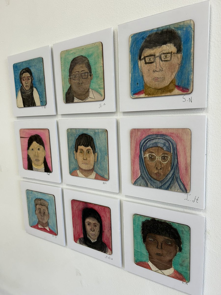 andrewrtims's tweet photo. Year 6 children are making their mark on the walls @NechellsAcademy as they prepare to leave this week. Wonderful self-portraits painted directly onto wood and framed with a white foam board. https://t.co/QR1VosUjMO