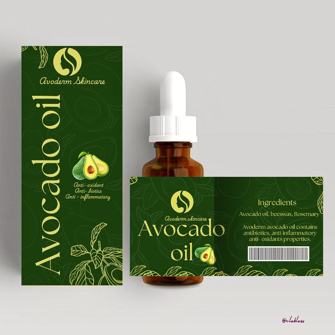 clebless's tweet image. Day 10: Product label 
Worked on avocado oil label 

Your feedback is appreciated 
#productlabel