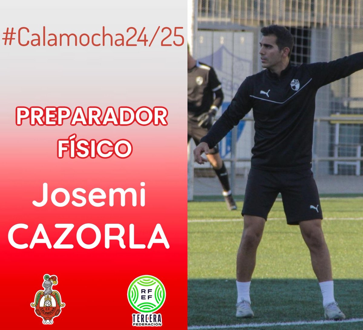 cfcalamocha's tweet photo. TERCERA RFEF | 🔴⚪

JOSEMI CAZORLA será nuestro preparador físico en la temporada 24/25.
Campeón de liga con el C.D. Robres, vuelve al fútbol aragonés tras pasar por la Kings League con Ultimate Móstoles.

Suerte @josemicazorla10  ❤️🤍👏👏 https://t.co/gWuNsgNu4A