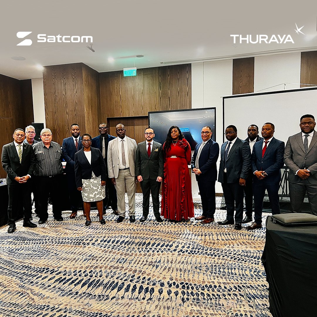 ThurayaTelecom's tweet photo. In partnership with #SatComTechnologies, #Yahsat hosts a high-level forum for #Zimbabwe Government Ministries, demonstrating its advanced #SpaceTech solutions to boost national connectivity and enhance #eLearning and #Telemedicine. (Discover more: https://t.co/rYuMpGNKc2) https://t.co/y2v3zg24K1