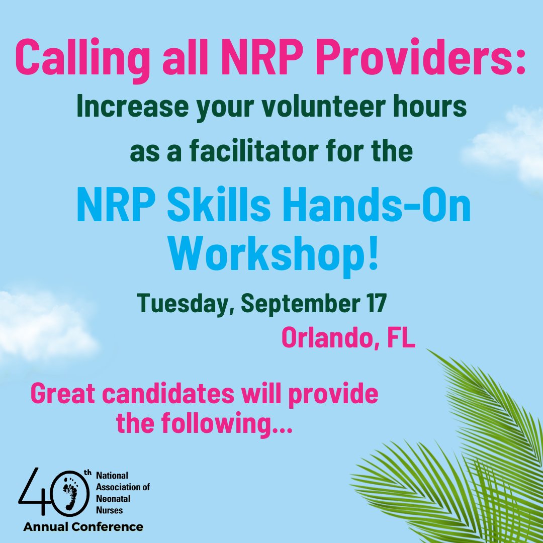 NeonatalNurses's tweet image. Volunteer as a facilitator at the upcoming NRP Skills Hands-On Workshop!

Apply today - your service might just help save a life: surveymonkey.com/r/HFQK97V

#neonatalnurse #nicunurse #neonatalresuscitationprogram #nrp #nrpskills #FerNANNdo