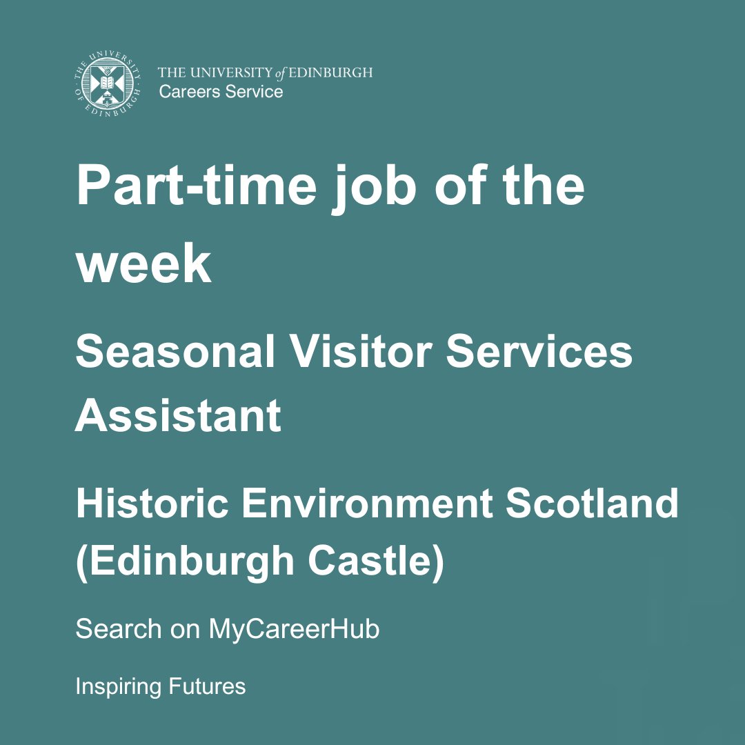 uofedcareers's tweet image. #PartTimeJoboftheWeek @histenvscot is recruiting Seasonal Visitor Services Assistants to help welcome millions of visitors to Edinburgh Castle this summer.  With applications closing Monday 22 July, why not apply today? Find out more on MyCareerHub: edin.ac/4bA9bPy