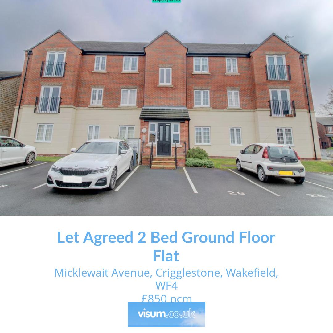 Micklewait Avenue, Crigglestone, Wakefield, WF4

🛏 2 bed 
🛋 1 reception 
🚿 1 bath 

Let Agreed 2 Bed Ground Floor Flat £850 pcm 

📲 Get in touch with our team today! 

📞01455 364911 
📧 onthemarket-enquiries@visum.co.uk