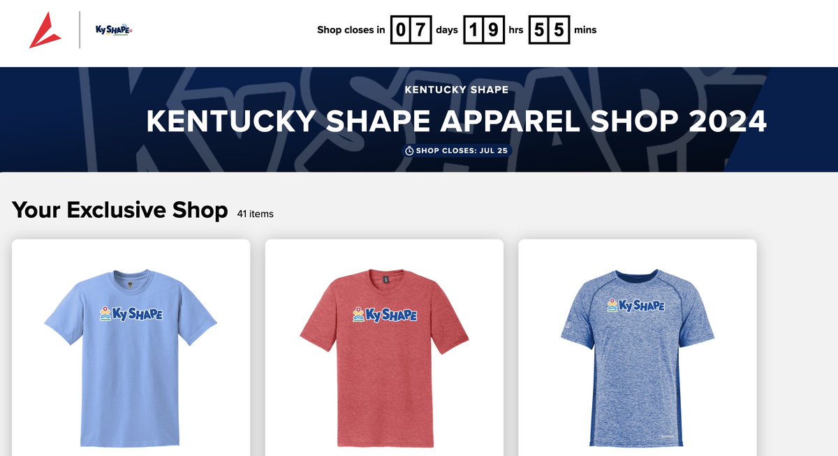 Our #KYSHAPE apparel shop is now open!
    - Store open until  July 25th
    - Lots of styles and colors
    - Be ready to sport your swag at #SHAPEBaltimore 
       and #MoveThrive25!
bsnteamsports.com/shop/CwbddvNzLN

#movethrive24 #physed #healthed