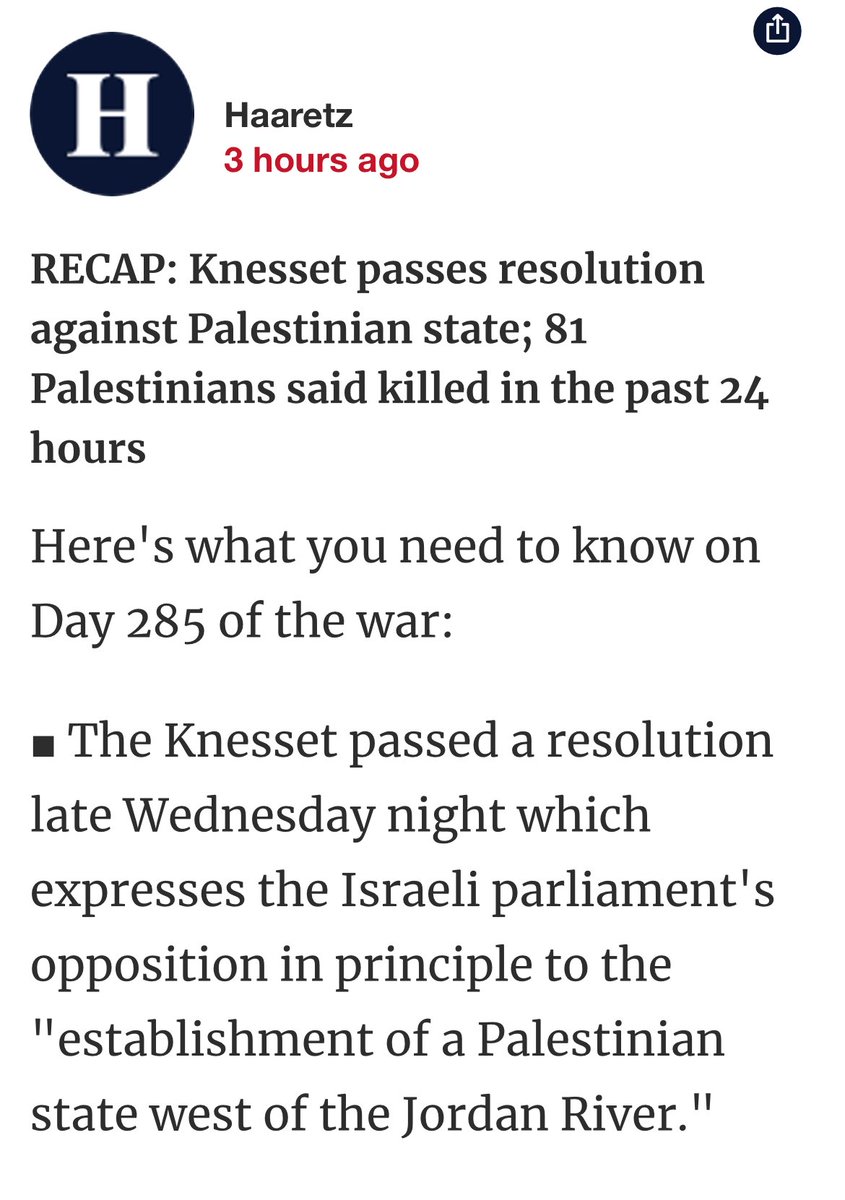 Now that the West Bank and Jerusalem are basically annexed and Gaza has been obliterated… Israeli Knesset passed a resolution late Wednesday night which expresses the Israeli parliament's opposition *in principle* to the "establishment of a Palestinian state…”
