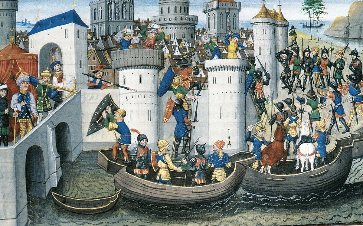 Je vous ai parlé il y a peu de la 4e croisade, celle qui aboutit en 1204 à la prise de Constantinople.

On accuse souvent les Vénitiens d'avoir orchestré tout ça pour s'enrichir... Mais cette vision est aujourd'hui critiquée par les médiévistes.

Un thread ⬇️! #histoire