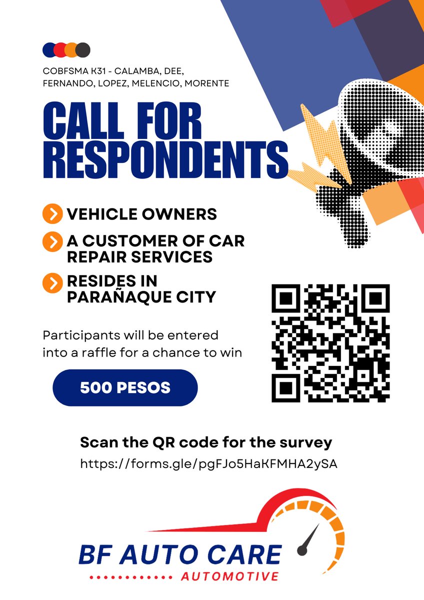 ddeonukii's tweet photo. [GCASH GIVEAWAY] [CALL FOR THESIS RESPONDENTS]

i’m conducing a uai survey to gather insights and opinions on an auto shop to collect data for our project. 🚘

must be parañaque city resident and vehicle owner 

🔗 https://t.co/QMk8fP61hm…

participants will receive ₱20 gcash https://t.co/vZXbLDKqoX