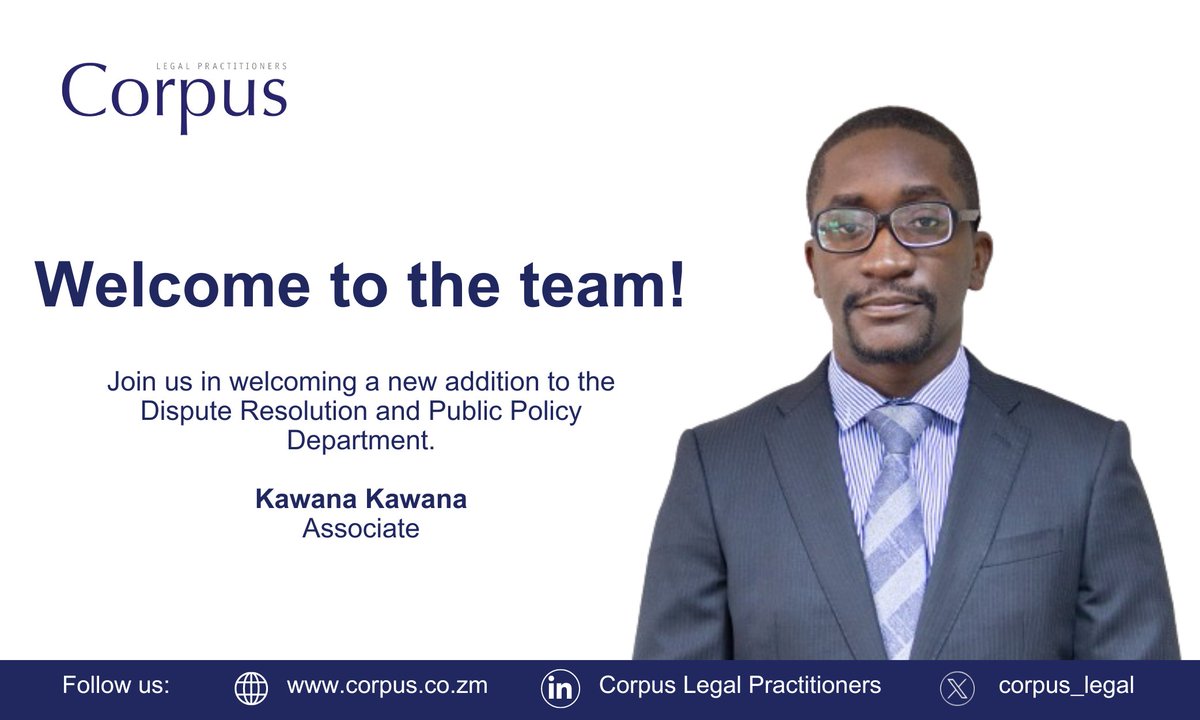 corpus_legal's tweet photo. We welcome our new Associate, Kawana Kawana, who will be joining the Dispute Resolution and Public Policy Department here at #Corpus. We look forward to working with you as we serve our clients.

#NewJoin #DisputeResolution #PublicPolicy https://t.co/hoGCqe50Pr