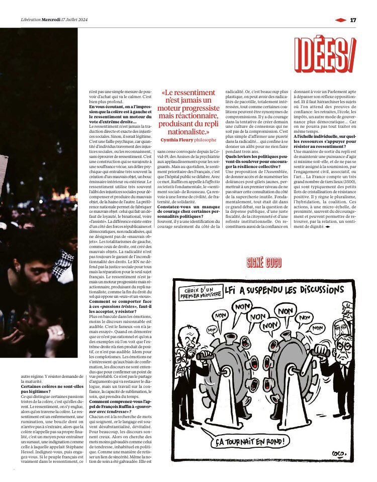 Passionnant entretien de @CynthiaFleury dans <a href="/libe/">Libération</a> sur le désamour de la démocratie. Quel meilleur hommage pour les #tierslieux décrits comme « îlots de cristallisation de résistance positive » face au repli et au ressentiment. En somme, des îlots de revitalisation démocratique !