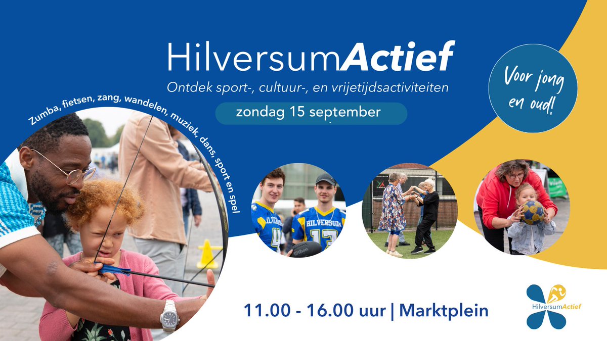 HOERA! Wij bestaan 10 jaar!🎉Dat vieren wij graag samen met jou op zondag 15 september. Kom, doe mee en ontdek sport-, cultuur-, en vrijetijdsactiviteiten in Hilversum. Voor jong en oud! Zien wij jou daar? Meer informatie? 👉 bit.ly/hilversumactief 
<a href="/GemeenteHsum/">Gemeente Hilversum</a>