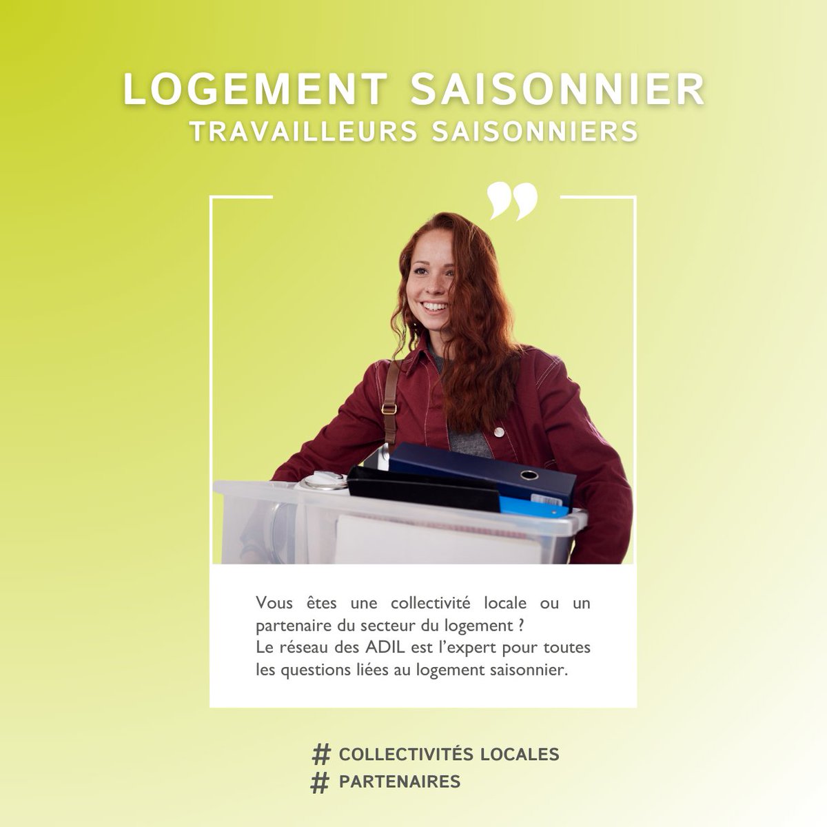 🌞🏠 [Logement saisonnier] 
Vous êtes une collectivité locale ou un partenaire du secteur du logement ? Le réseau des ADIL est l’expert pour toutes les questions liées au logement saisonnier.

Pour en savoir plus sur le rôle de l’#Adil ➡ swll.to/xxyT6U