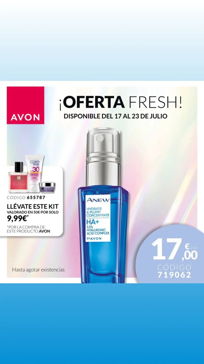 InessancheAvon's tweet photo. ¡OFERTAS FRESH! 💦

Hazte con tus imprescindibles este verano a precios de escándalo. 
Cuida tu piel y déjate envolver por los aromas más refrescantes este verano con Avon 💗

¡No dejes pasar esta oportunidad! ⏰https://t.co/eRnQYsrv9O https://t.co/oFY6M9xmtx