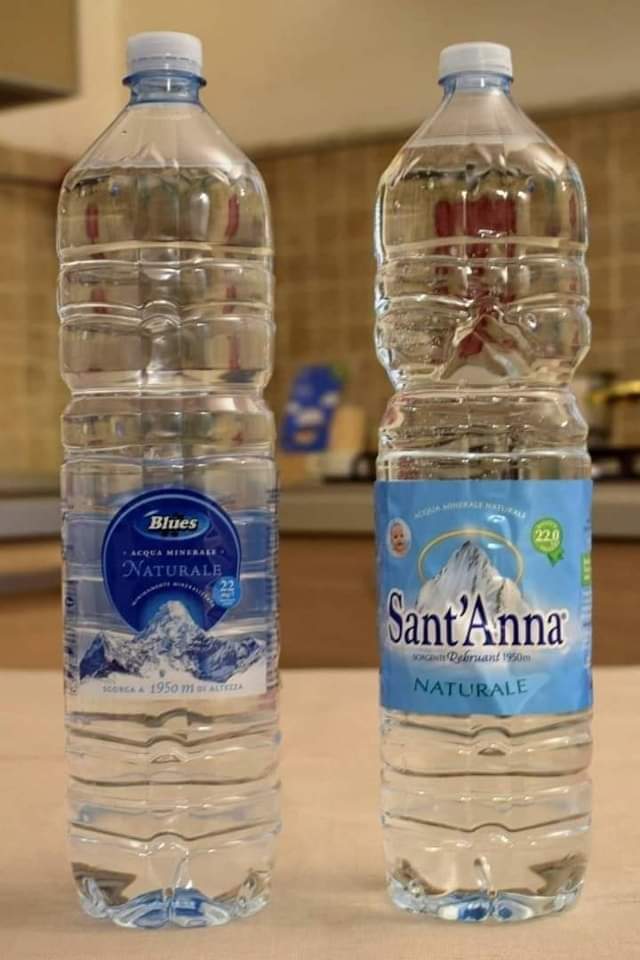 Queste due acque sgorgano dalla stessa fonte (Rebruant, a 1950
metri di altezza); hanno la stessa composizione chimica con un identico residuo fisso a 180°
(22 mg/l); sono analizzate dagli stessi laboratori (Dipartimento di biotecnologie dell'Università di Torino); sono