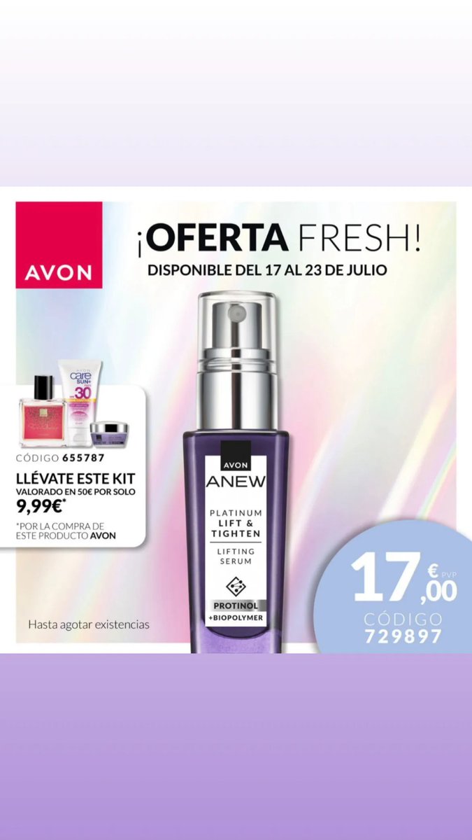 InessancheAvon's tweet photo. ¡OFERTAS FRESH! 💦

Hazte con tus imprescindibles este verano a precios de escándalo. 
Cuida tu piel y déjate envolver por los aromas más refrescantes este verano con Avon 💗

¡No dejes pasar esta oportunidad! ⏰https://t.co/eRnQYsrv9O https://t.co/e8uEWAMZY0