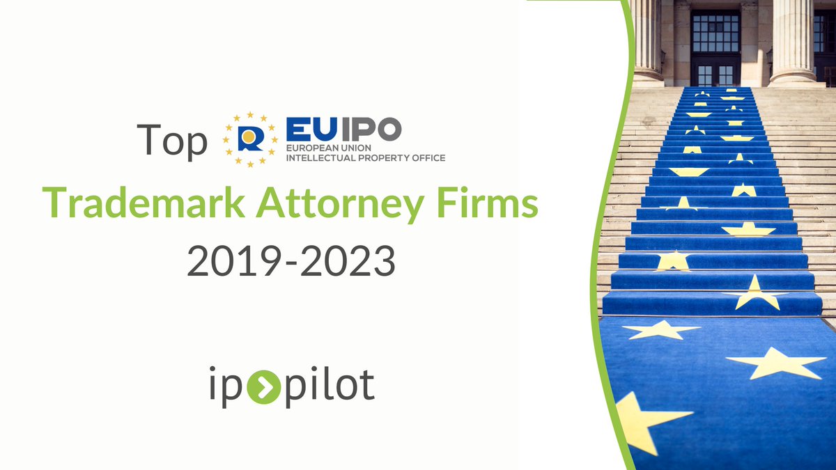 ip_pilot's tweet image. Breaking News in Trademark Excellence! Over the past 4 years, the top 1,000 EUIPO trademark attorney firms have stamped their mark with an astounding 423,223 trademarks, as revealed by #ippilot. DOWNLOAD THE LIST of the top 50 EUIPO trademark firms here: hubs.li/Q02GVMbJ0