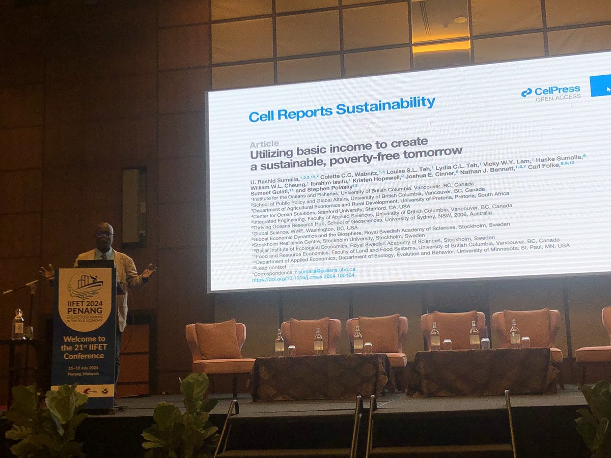 Thought-provoking talk from <a href="/DrRashidSumaila/">Rashid Sumaila</a> on his latest article proposing “universal basic income” that can save the environment AND boost   economic development - “Save more than two birds with one stone” 
#SustainableDevelopment #IIFET #zeropoverty